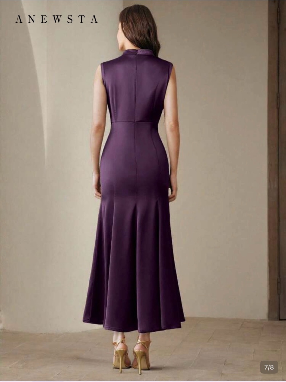 Elegant Purple Sleeveless Evening Dress - Picture 4 of 4